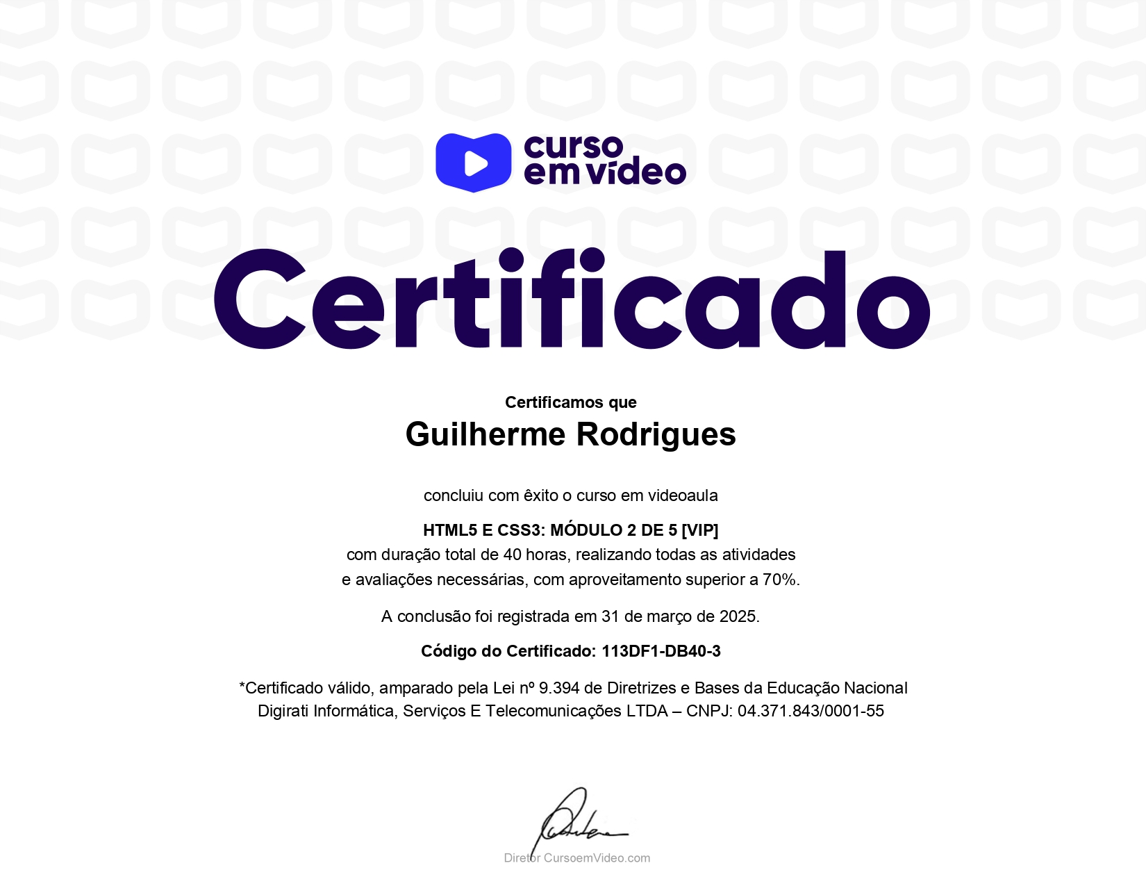Certificado de 2 de 5 sobre HTML5 & CSS3